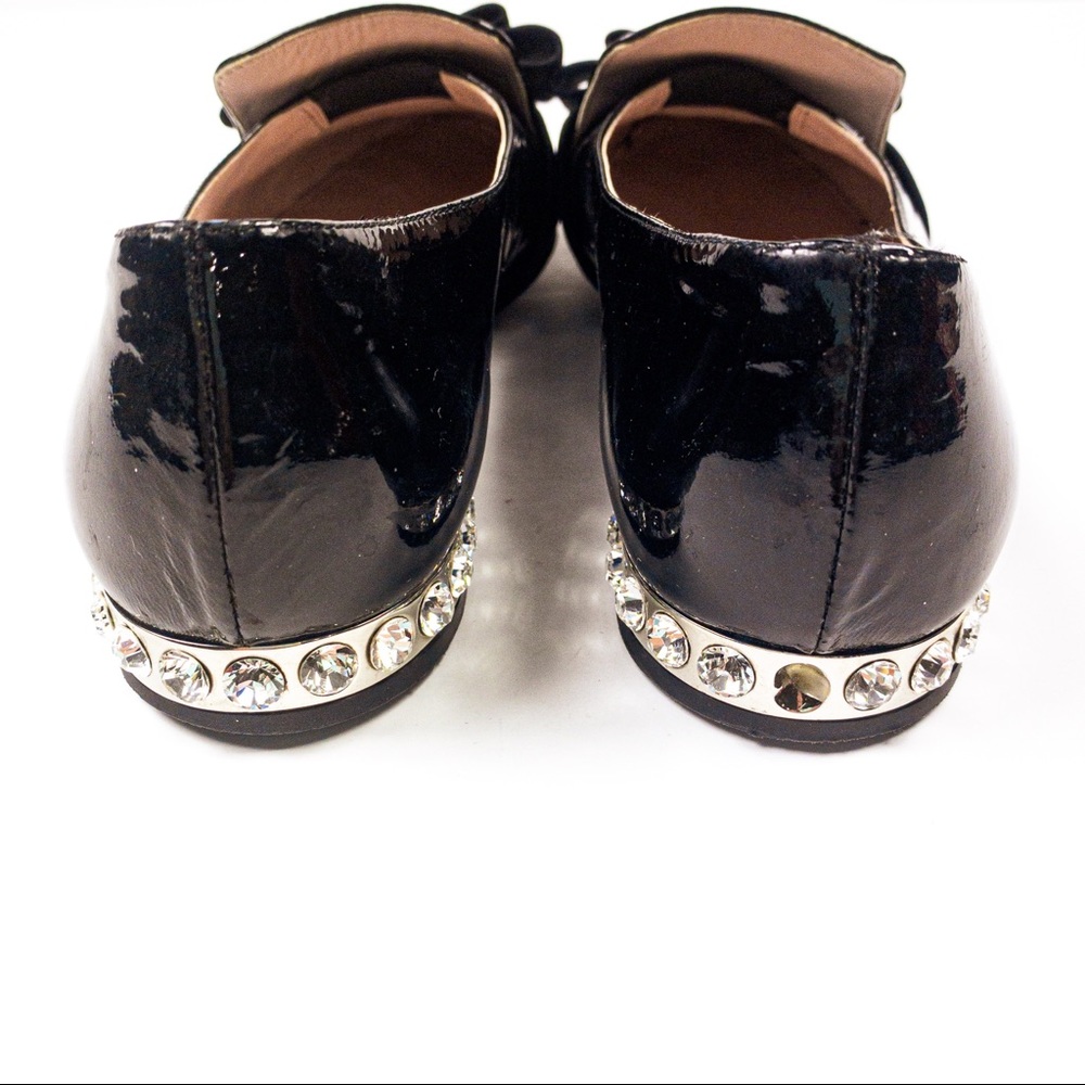Miu Miu Loafers Jeweled Patent Leather Flats Black - Picture 6 of 7